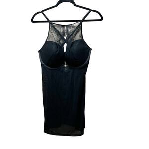 Auden Intimates Black Lace Sheer Babydoll Chemise Slip Size Large